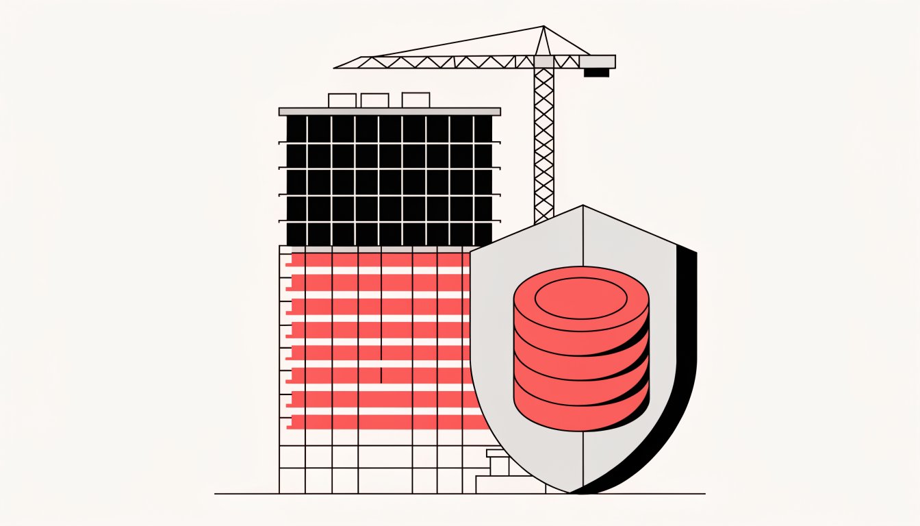 Illustration of a stalled construction site with a deposit protection certificate