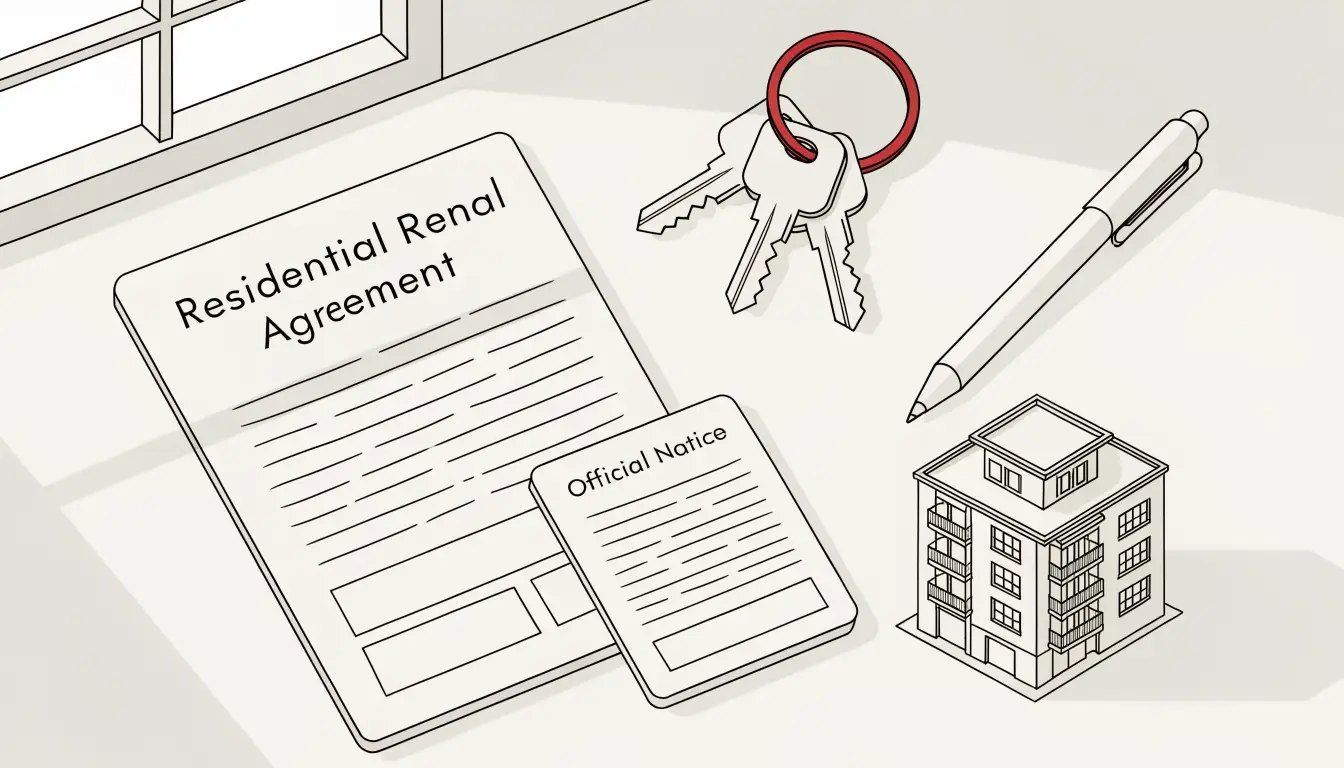 A residential lease agreement and official notice form on a desk, representing the Ontario N4 notice process