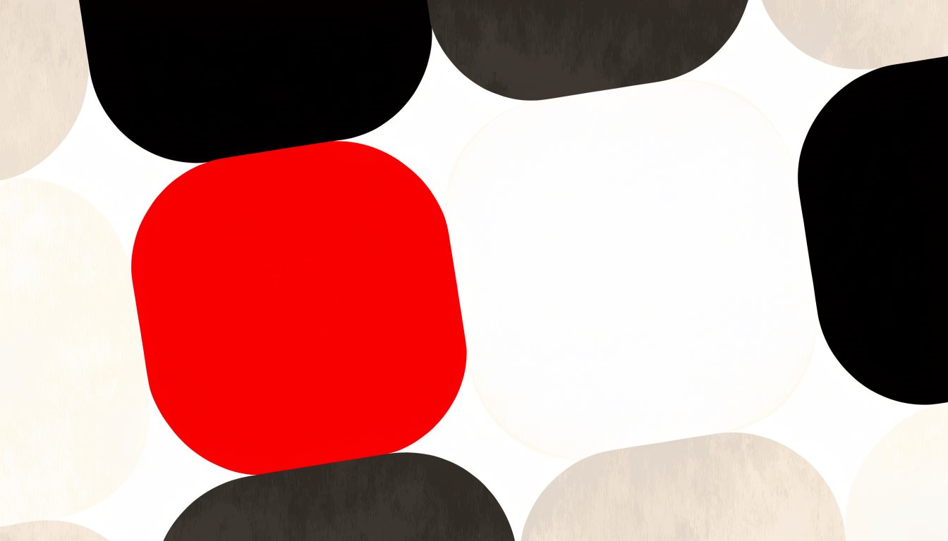 Abstract editorial illustration of a grid of button forms with one red key