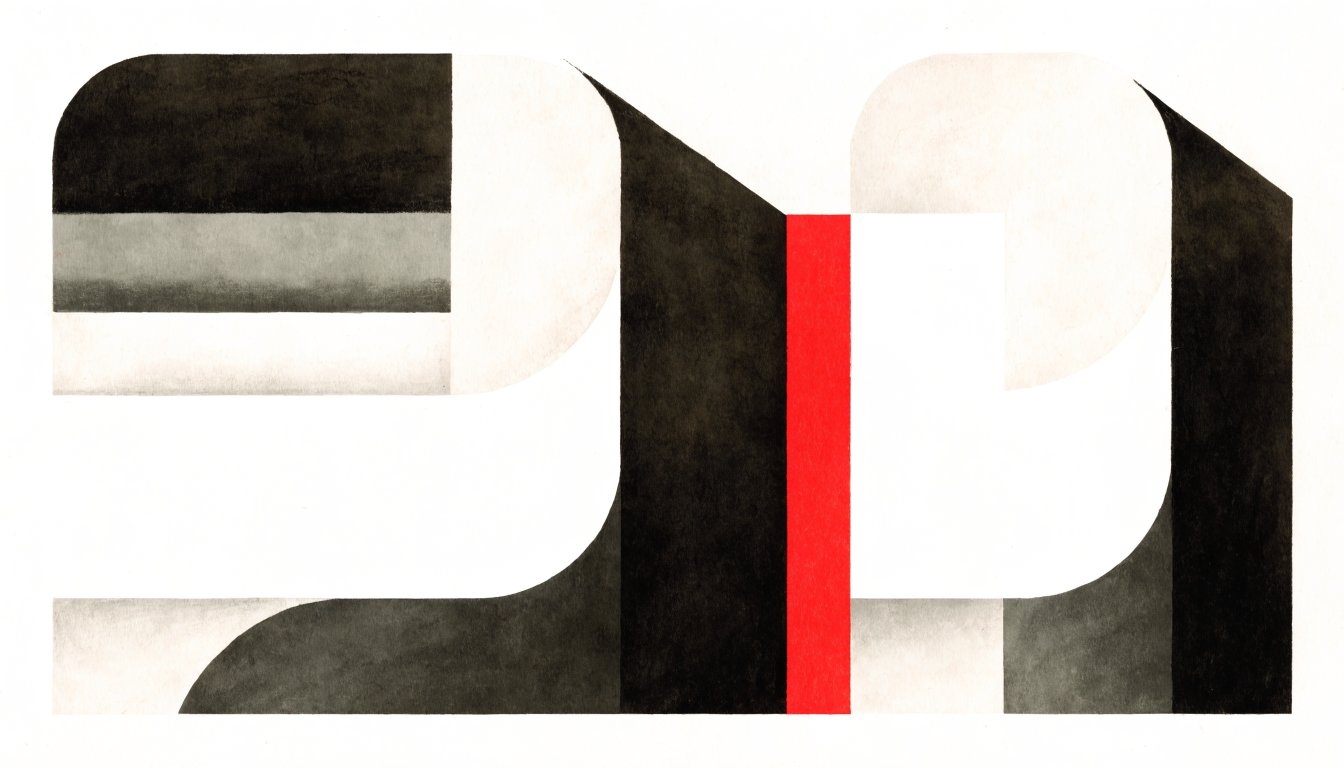Abstract editorial illustration of two rectangles merging at a red seam