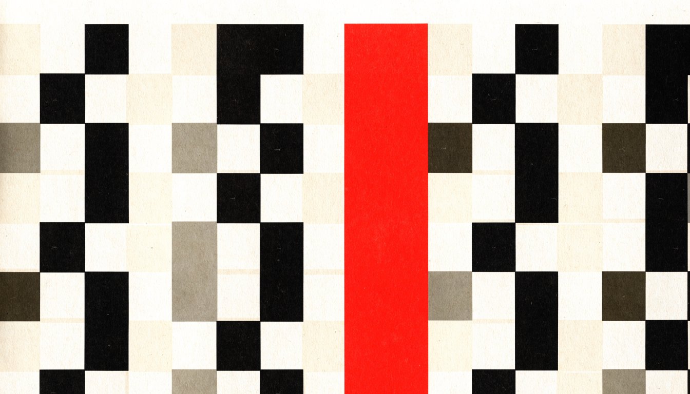 Abstract editorial illustration of a grid with one column filled red