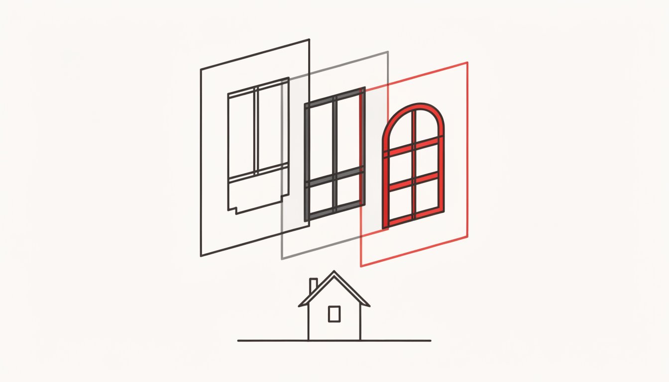 Illustration of a new-home tax rebate eligibility checker with three overlapping program windows