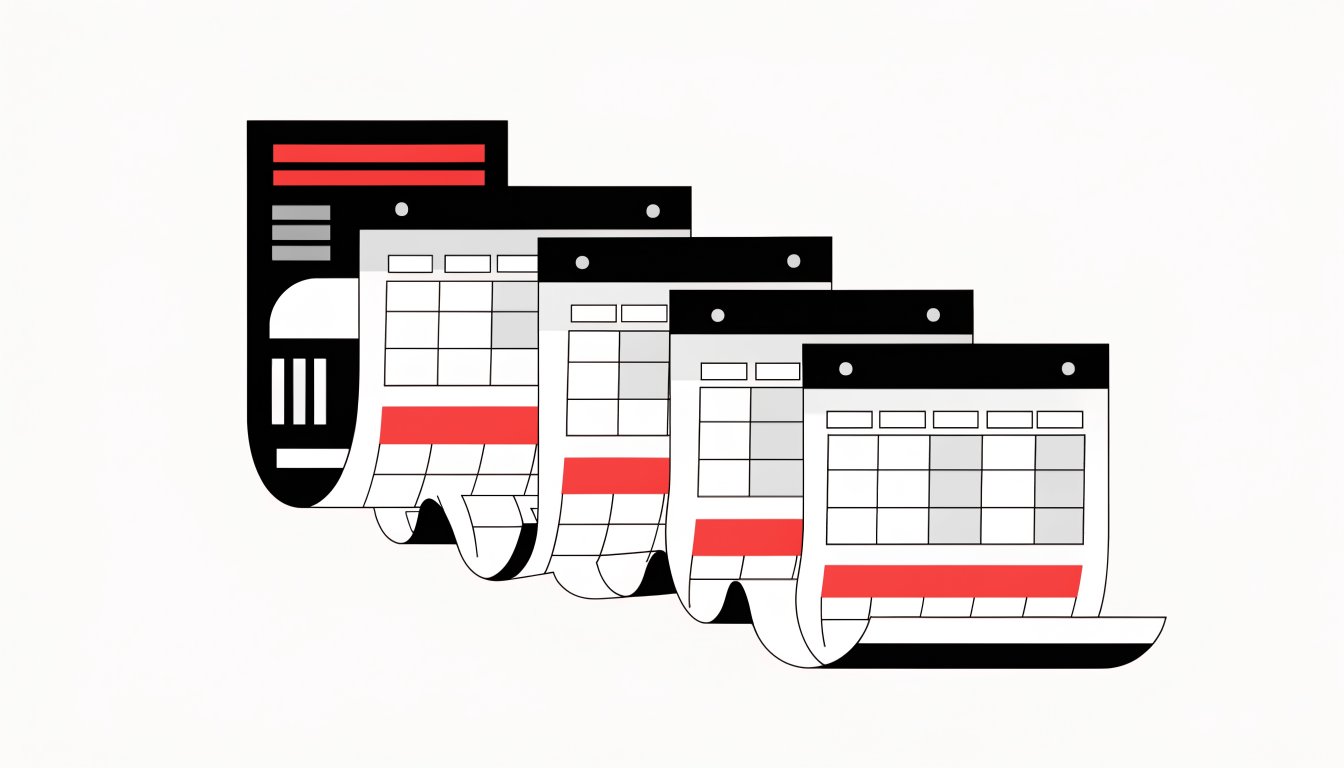 Illustration of a lease document rolling forward on a calendar to represent automatic month-to-month continuation