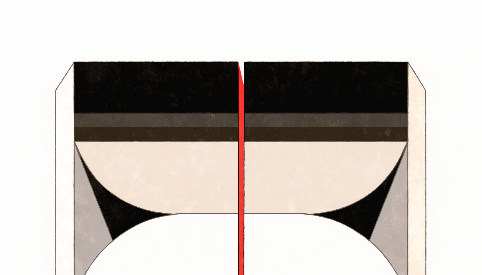 Abstract illustration of a home divided into two equal parts