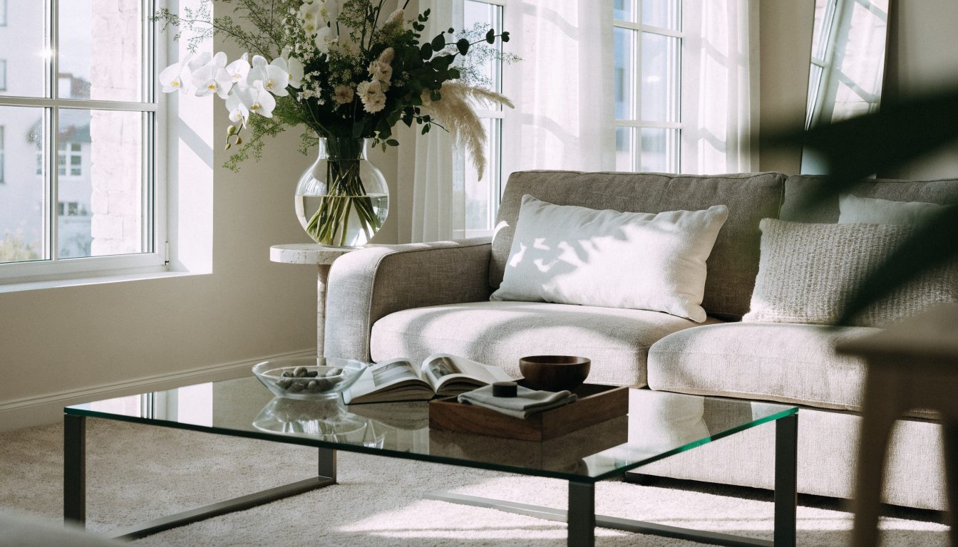 Professionally staged bright living room (illustrative)
