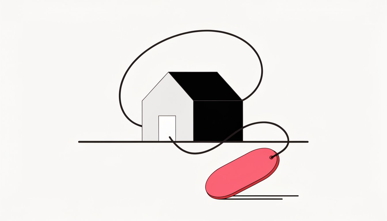 Illustration of a Toronto property tax notice attached to a house to represent a lien following the property