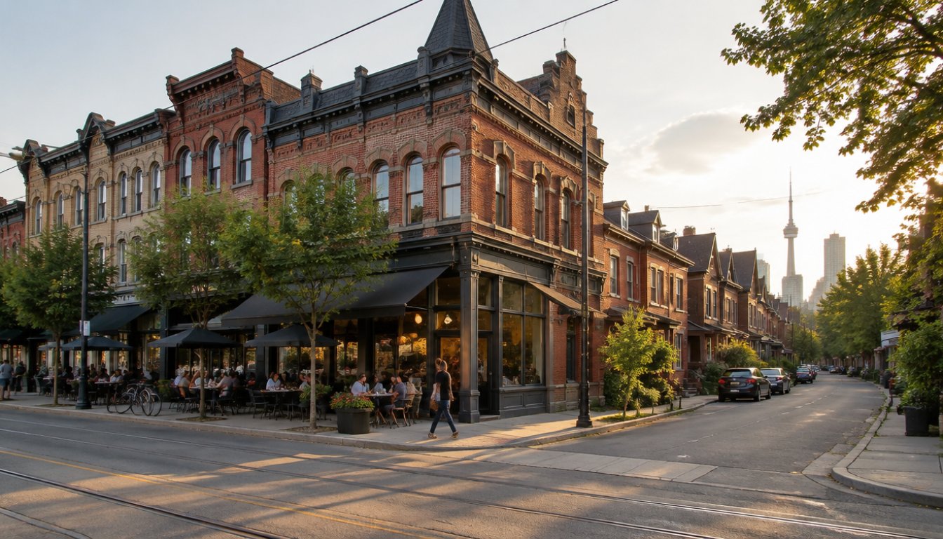 Dundas street west in the junction toronto with victorian commercial buildings (illustrative)
