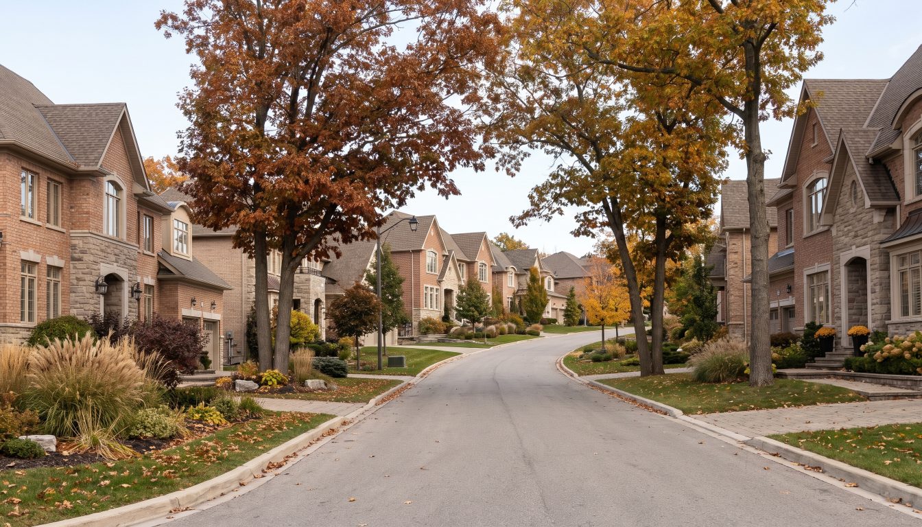 Large detached homes on a quiet suburban street in Richmond Hill, Ontario (illustrative)