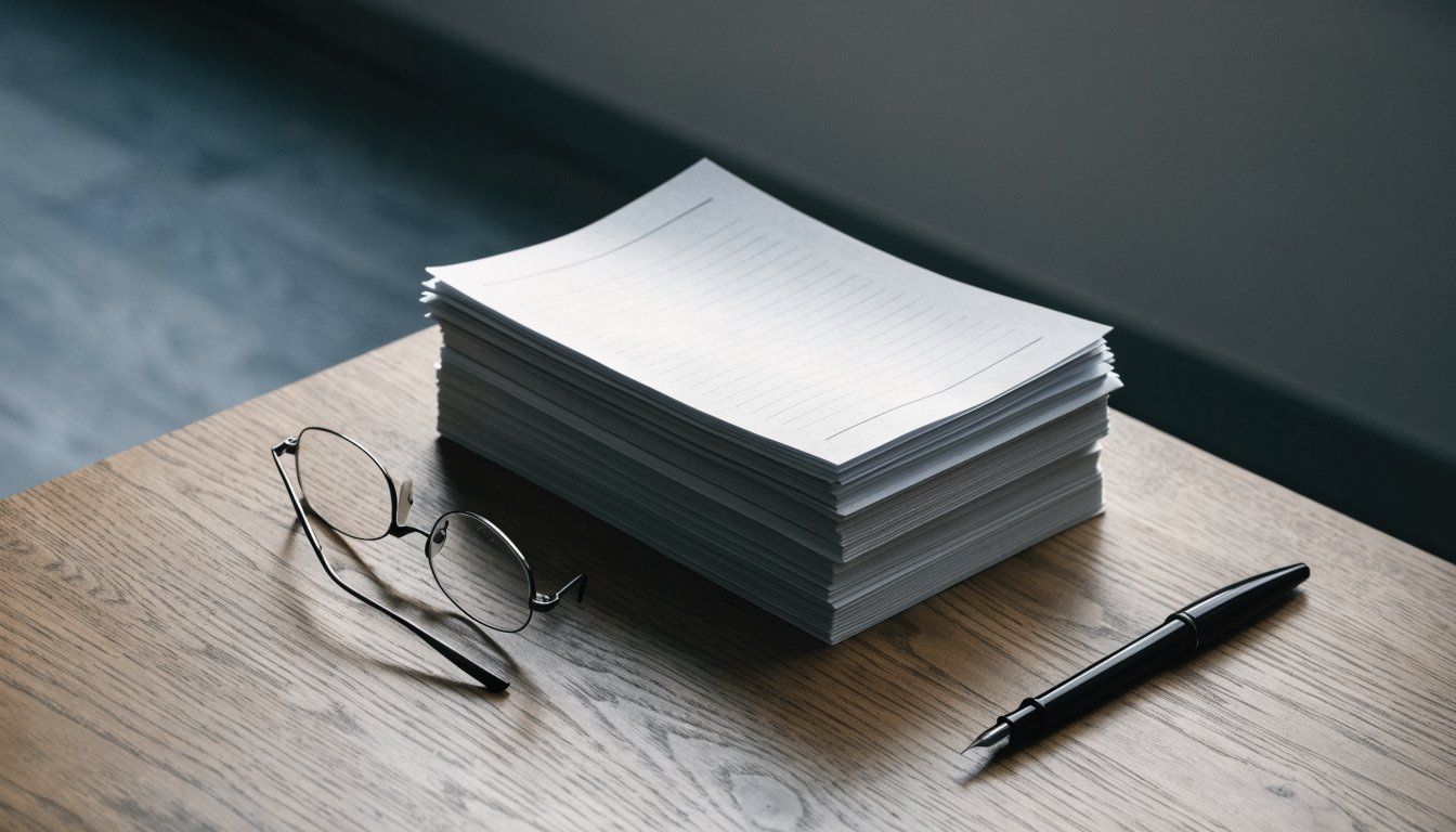 A stack of unmarked legal pages on a desk in window light, illustrating competing offer disclosure rules in Ontario.