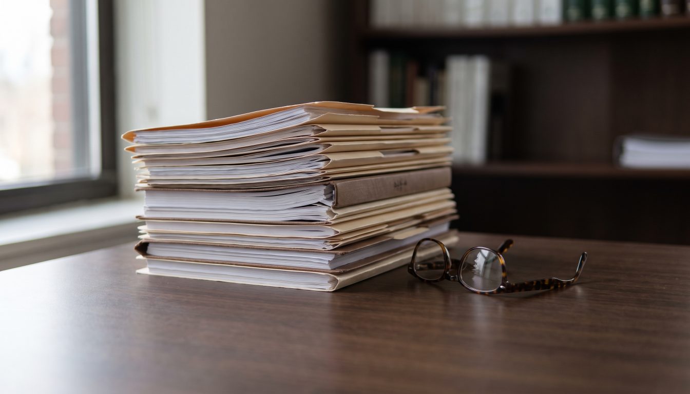 Agent comparing a solar lease agreement and an HVAC rental contract against an Ontario offer schedule on a desk