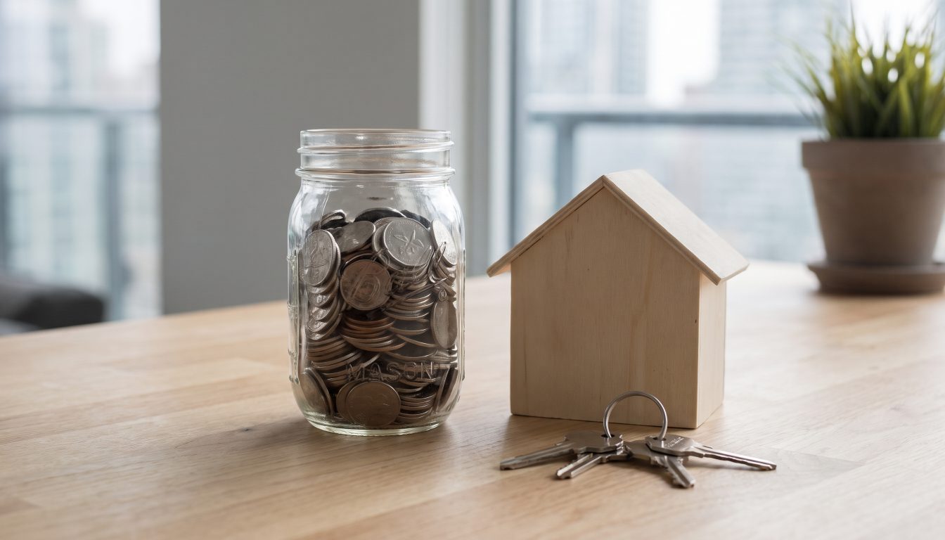 FHSA savings jar and model house (illustrative)