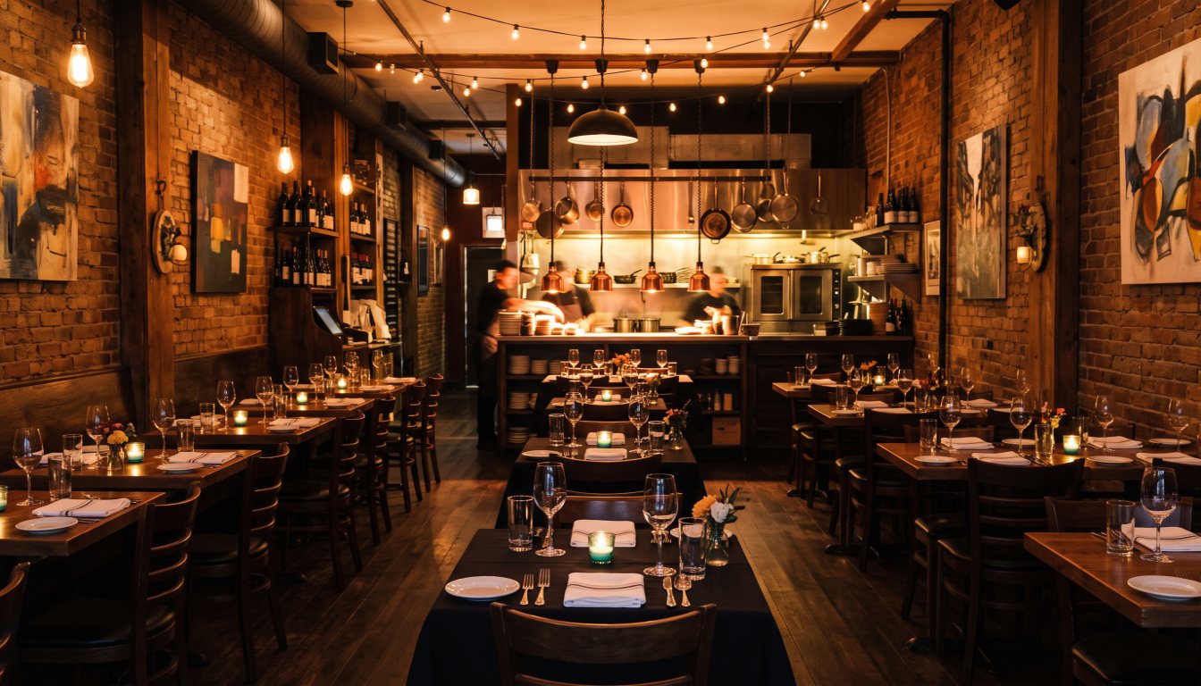 Interior of an independent Toronto restaurant before service