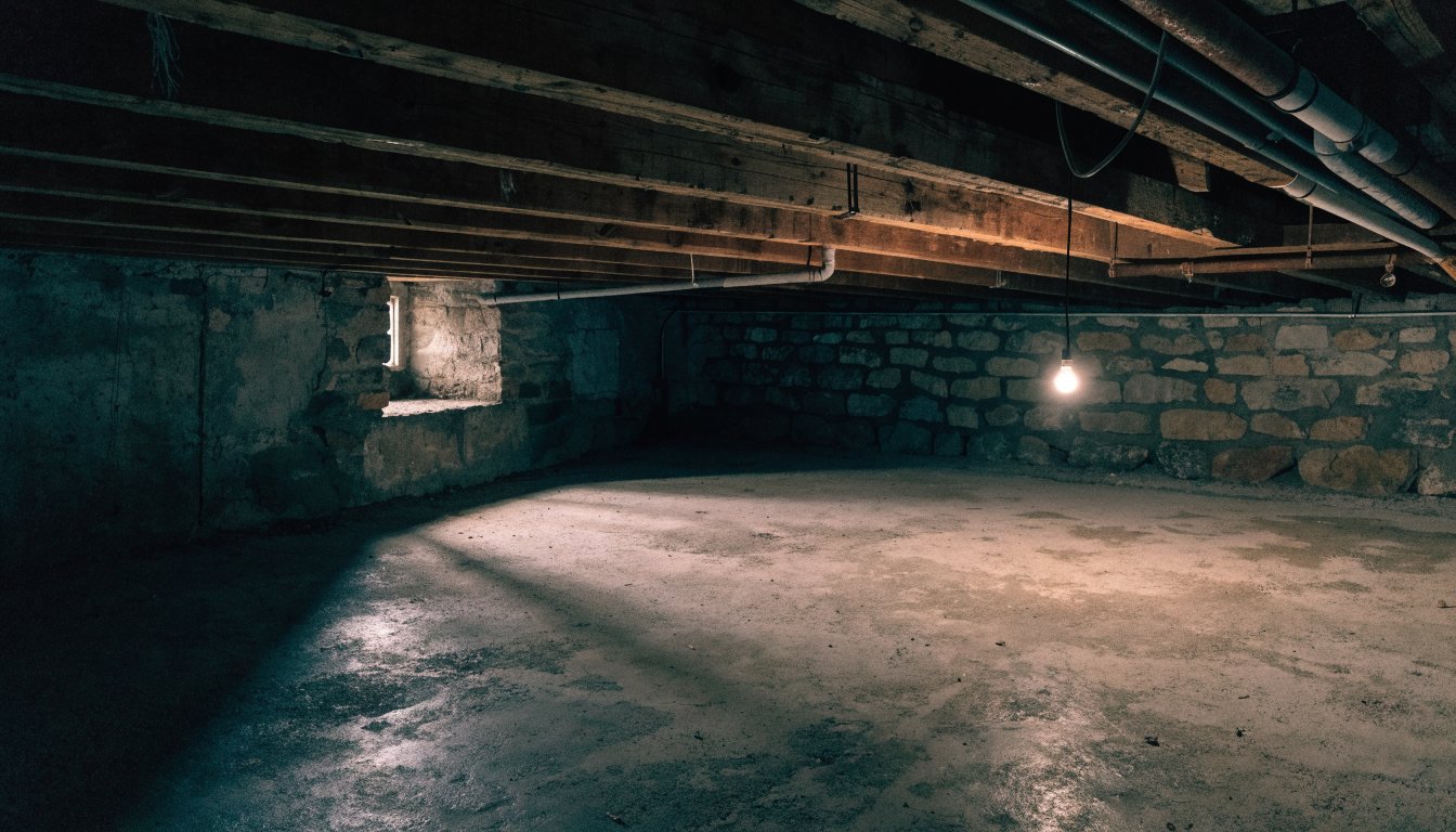 Exposed pipework in an unfinished basement, illustrating Kitec plumbing identification in Ontario homes.