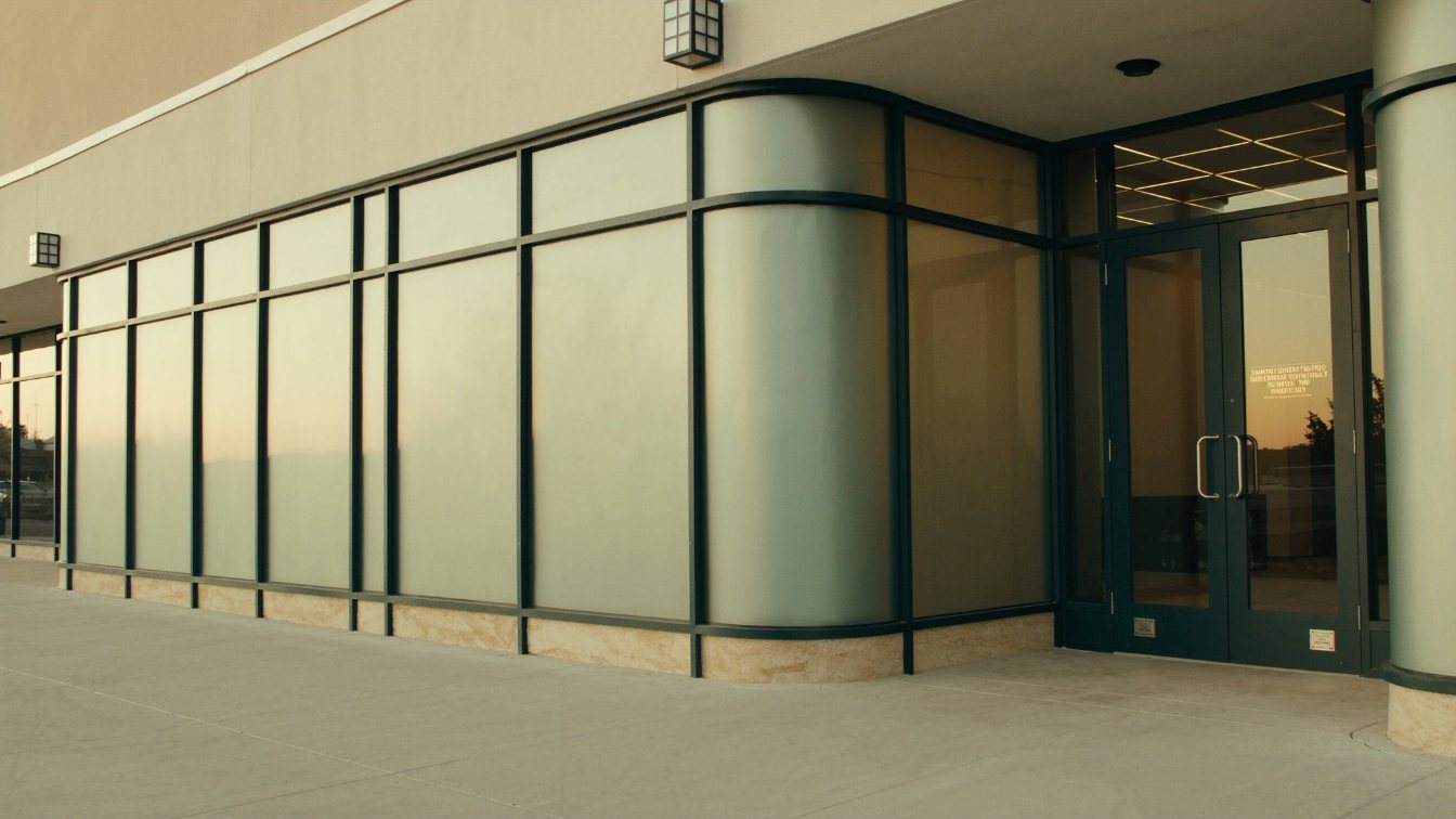 Upscale ground-floor commercial unit with frosted glass in a GTA retail plaza, suited to an aesthetic clinic (illustrative)