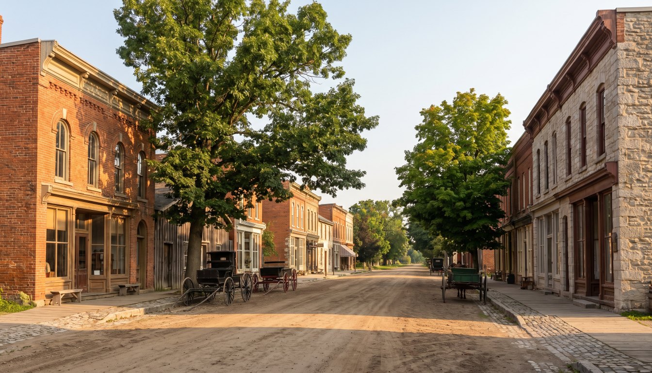 A nineteenth century Georgian and Italianate streetscape in a small Ontario lakeside town