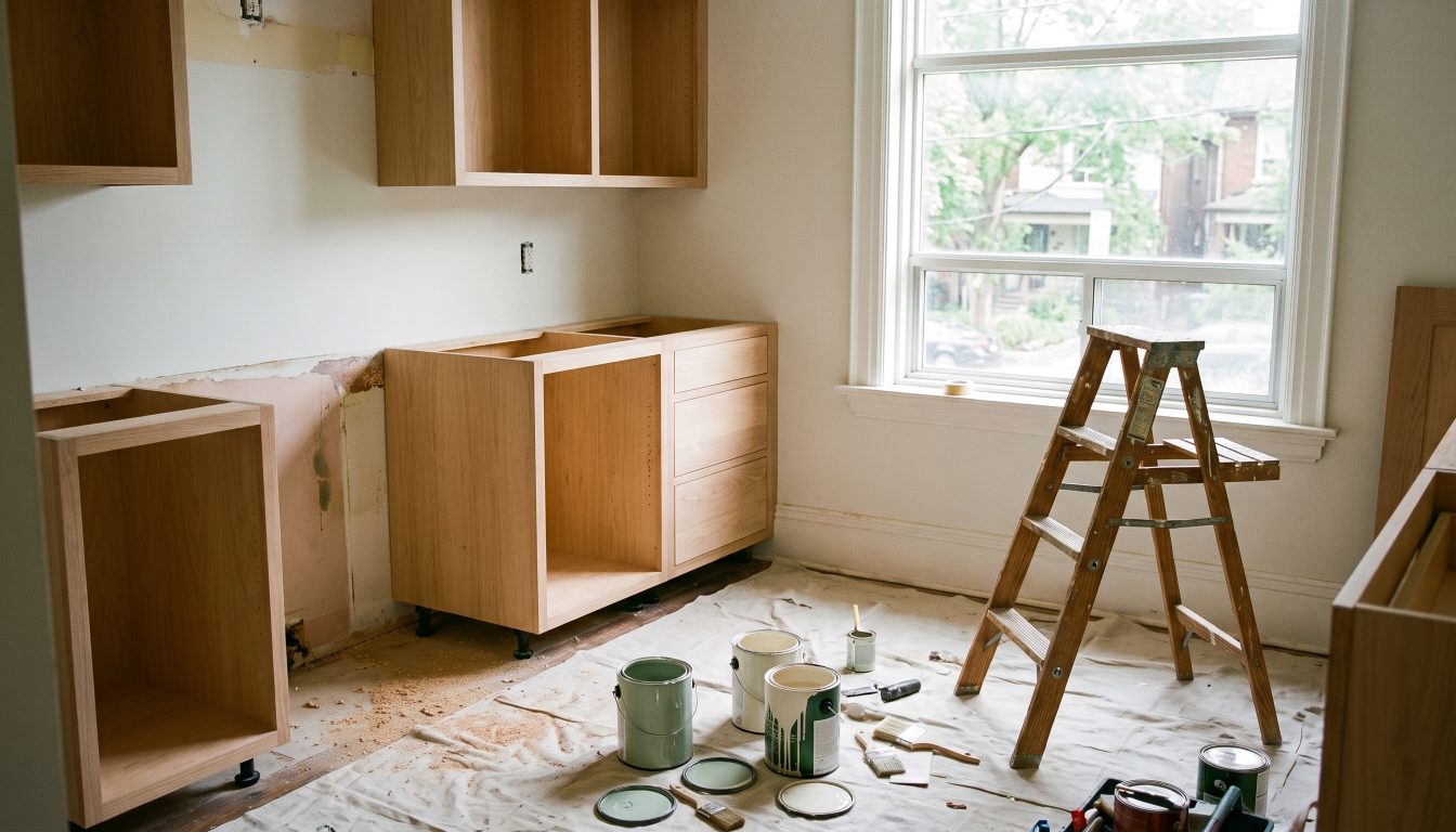 Partly renovated kitchen (illustrative)