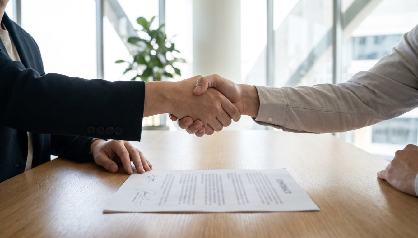 Ontario broker of record reviewing designated and brokerage representation agreements with an agent at a brokerage office