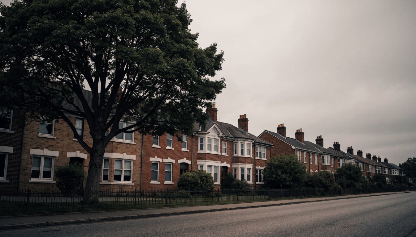 Semi-detached brick houses on a residential street, illustrating short-term rental licensing across GTA municipalities.
