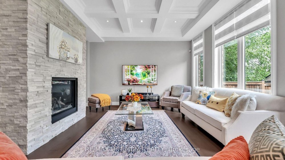 829 Copper Ridge Dr — family room with coffered ceiling