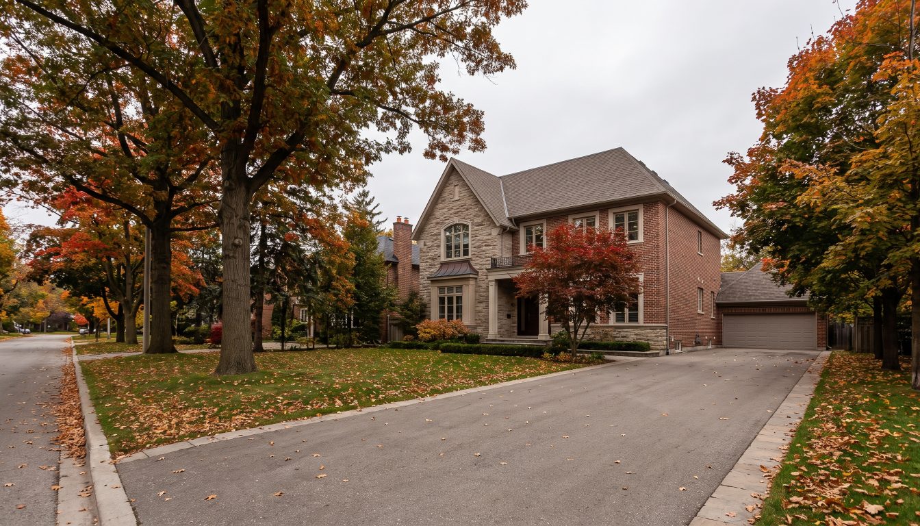 Detached family home on a tree-lined street (illustrative)