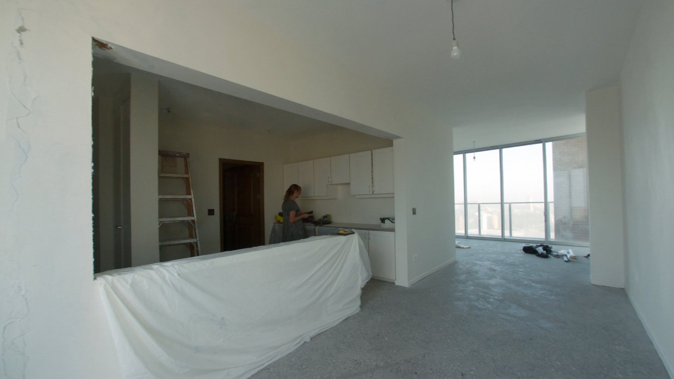 Condo renovation joining two units (illustrative)