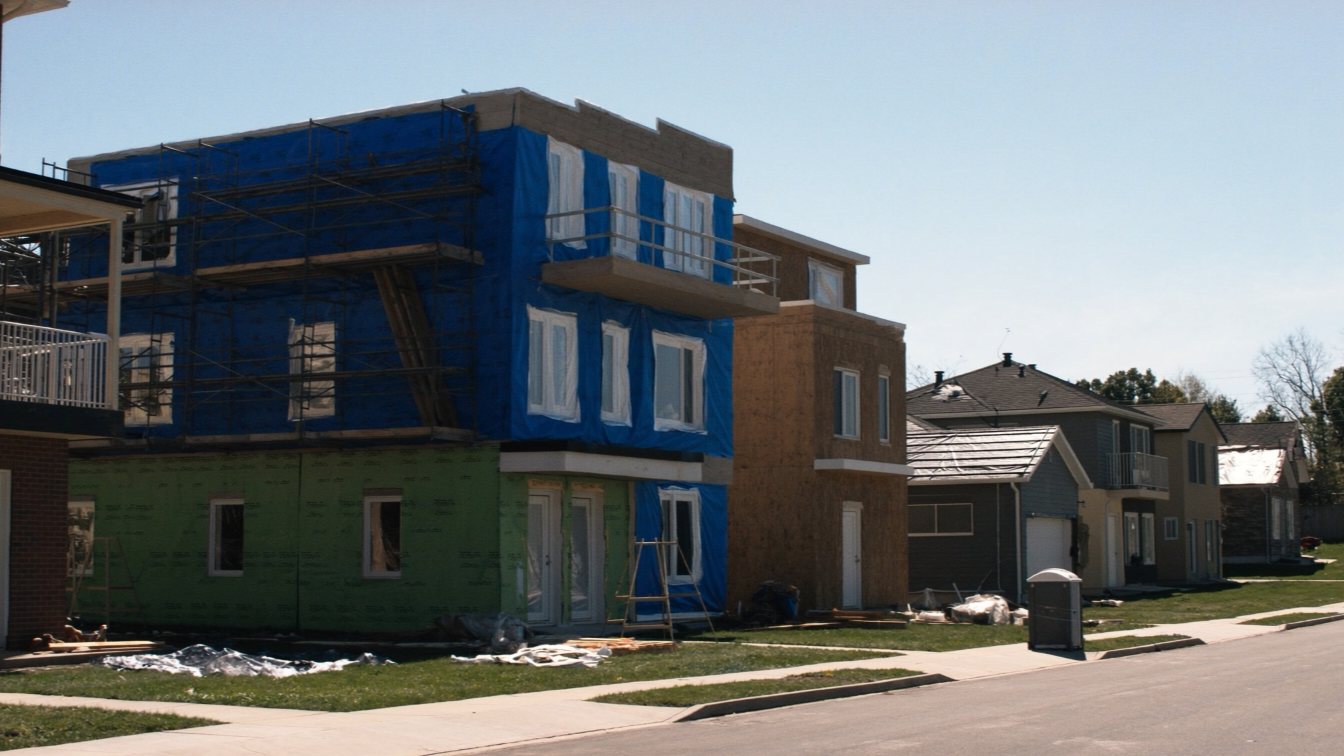 New freehold homes being finished in a GTA subdivision (illustrative)