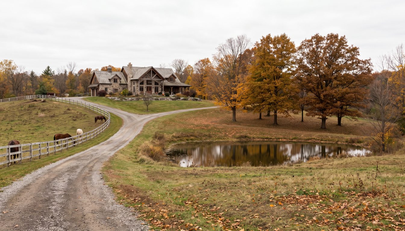 Country estate with horse paddock and woodland on rolling moraine land in King Township (illustrative)