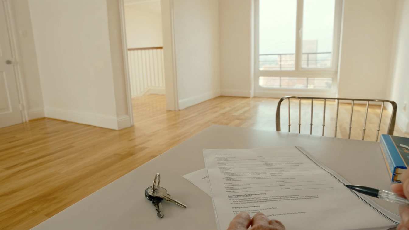 Reviewing a residential lease in an apartment (illustrative)